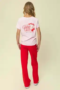 Wehkamp LOOXS 10sixteen satijnen T-shirt met backprint roze aanbieding