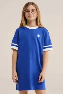 Wehkamp WE Fashion T-shirtjurk met backprint marineblauw aanbieding