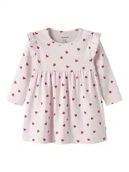 Wehkamp NAME IT BABY korte jurk met hartjes roze aanbieding