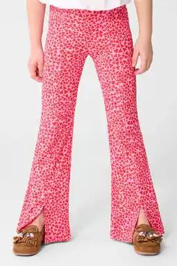 Wehkamp Shoeby highwaist flared broek met hartjes roze aanbieding