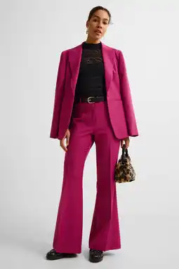 Wehkamp Ruby flared highwaist broek wijnrood aanbieding