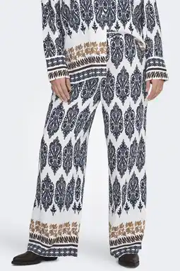 Wehkamp ONLY CARMAKOMA Carhavana Straight Pant Aop casual broek donkerblauw aanbieding
