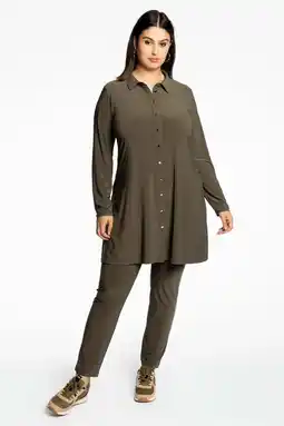 Wehkamp YOEK Loretta's Favourites slim fit broek van travelstof DOLCE donkergroen aanbieding