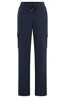 Wehkamp Claudia Sträter straight highwaist cargobroek donkerblauw gebreid aanbieding