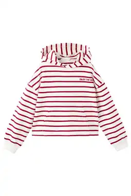 Wehkamp Mango Kids gestreepte hoodie rood aanbieding