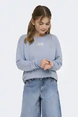 Wehkamp KIDS ONLY GIRL sweater met backprint lichtblauw aanbieding