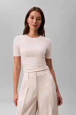 Wehkamp Calvin Klein top ecru rib gebreid aanbieding