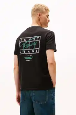 Wehkamp Tommy Jeans regular T-shirt met backprint zwart aanbieding