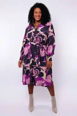 Wehkamp Exxcellent gebloemde blousejurk donkerpaars aanbieding