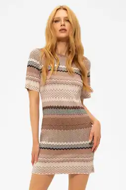 Wehkamp NIKKIE korte jurk met lurex bruin aanbieding