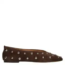 Wehkamp Manfield suède ballerina's met studs donkerbruin aanbieding