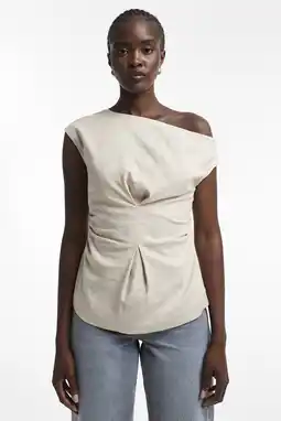 Wehkamp TOPSHOP asymmetrische top met linnen crème aanbieding