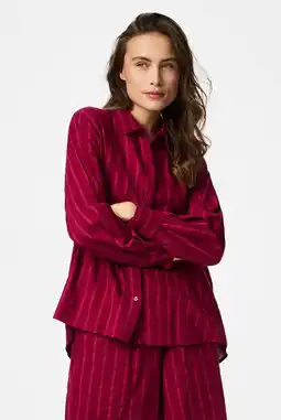 Wehkamp PIECES gestreepte blouse rood aanbieding