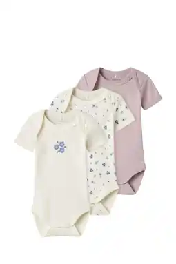 Wehkamp NAME IT BABY romper NBFBODY - ecru/mauve (set van 3) aanbieding