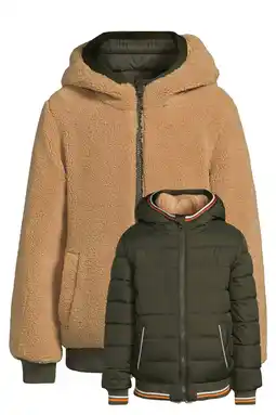 Wehkamp Anytime korte gewatteerde reversible jas khaki aanbieding