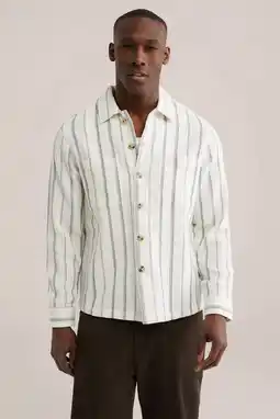 Wehkamp WE Fashion gestreepte overshirt met textuur ecru aanbieding