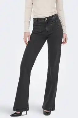 Wehkamp ONLY Onljudy Mid Pocket Flared Dnm flared jeans black denim aanbieding
