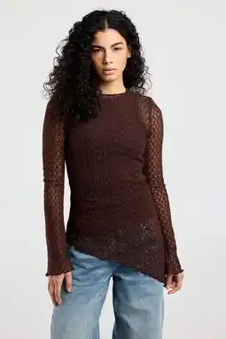 Wehkamp America Today asymmetrische top donkerbruin aanbieding
