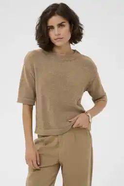 Wehkamp Kaffe pullover bruin gebreid aanbieding