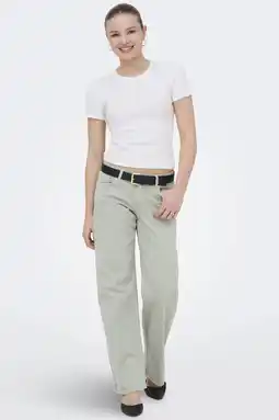Wehkamp ONLY Onljudy Lw Wide Leg Dnm Tai Epp Clr Dnm lowwaist straight leg jeans groen aanbieding