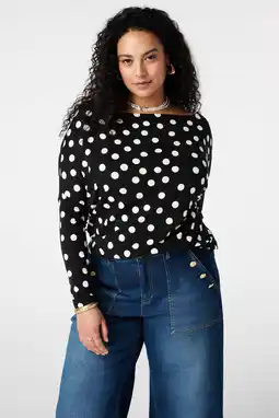 Wehkamp MS Mode top met stippen zwart aanbieding