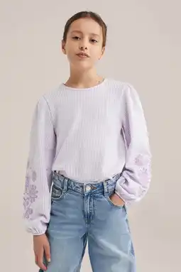 Wehkamp WE Fashion gestreepte gebloemde blousetop aanbieding