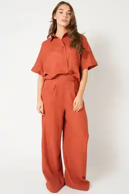 Wehkamp Est'seven wide leg highwaist broek terra aanbieding