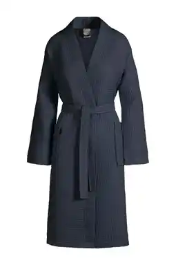 Wehkamp Vandyck unisex badjas Biarritz met wafelstructuur donkerblauw aanbieding