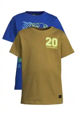 Wehkamp Orange Stars T-shirt - groen/kobaltblauw (set van 2) aanbieding