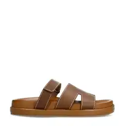 Wehkamp Sacha leren slippers cognac aanbieding