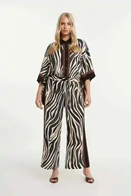 Wehkamp Mat Fashion regularwaist broek met zebraprint zwart aanbieding