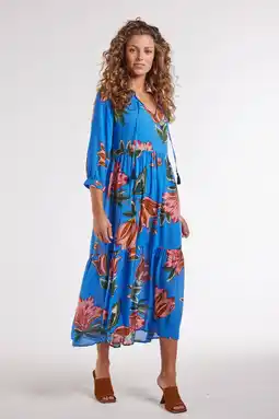 Wehkamp Didi gebloemde maxi jurk blauw aanbieding