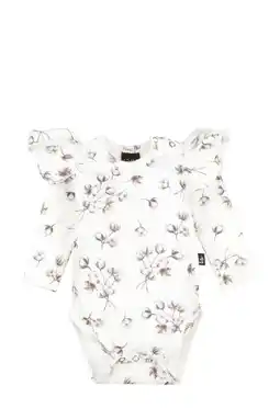 Wehkamp Babystyling romper rmet ruches offwhite/grijsbruin aanbieding