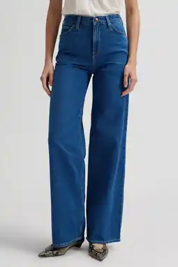 Wehkamp Lee STELLA highwaist wide leg jeans dark blue denim aanbieding