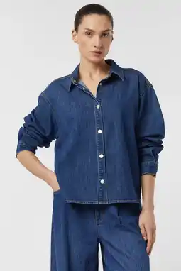 Wehkamp comma denim blouse dark blue denim aanbieding