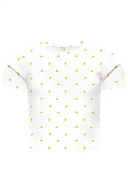 Wehkamp KIDS ONLY GIRL T-shirt wit /geel aanbieding