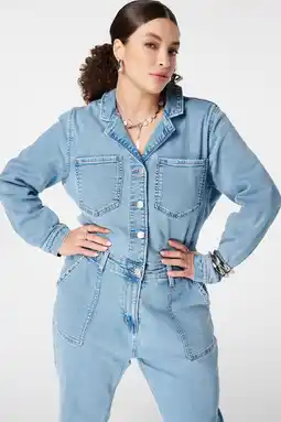 Wehkamp MS Mode jumpsuit light blue denim aanbieding