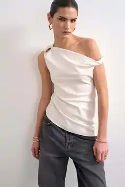 Wehkamp TOPSHOP asymmetrische top ecru aanbieding