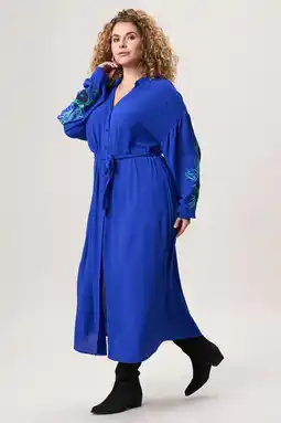 Wehkamp Miss Etam Plus gebloemde maxi jurk blauw aanbieding