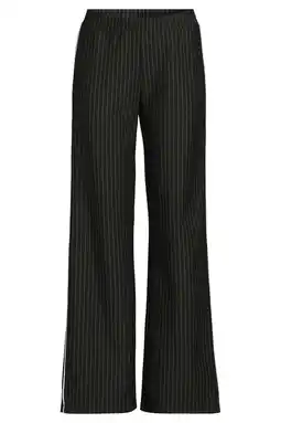 Wehkamp Anytime wide leg broek met contrast bies zwart aanbieding