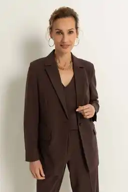 Wehkamp Claudia Sträter getailleerde blazer donkerbruin aanbieding