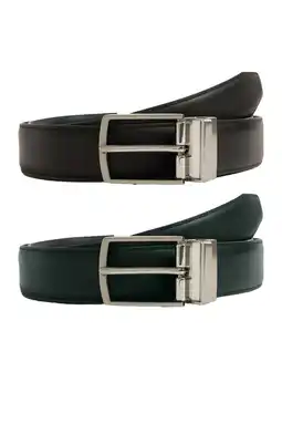 Wehkamp WE Fashion leren reversible riem zwart/donkerbruin aanbieding