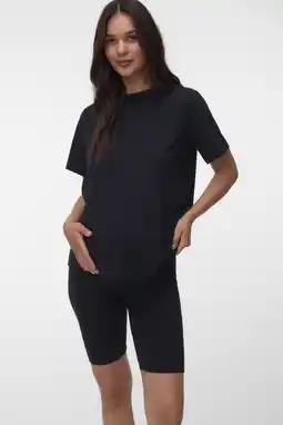 Wehkamp MAMALICIOUS zwangerschaps T-shirt + bikershort MLSALLY zwart aanbieding