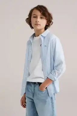 Wehkamp WE Fashion gestreepte overhemd lichtblauw aanbieding