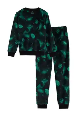 Wehkamp WE Fashion fleece pyjama blauw aanbieding