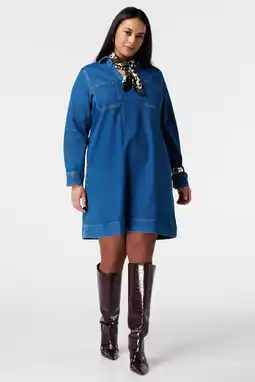 Wehkamp MS Mode denim spijkerjurk dark blue denim aanbieding