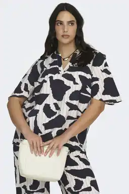 Wehkamp ONLY CARMAKOMA gestreepte blousetop donkerblauw aanbieding