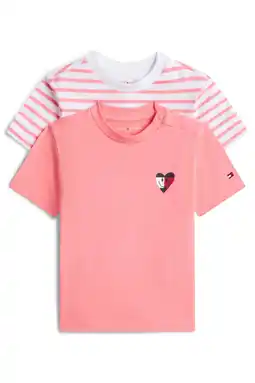 Wehkamp Tommy Hilfiger baby T-shirt - roze/wit (set van 2) aanbieding