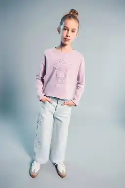 Wehkamp Mango Kids wide leg jeans light blue denim aanbieding