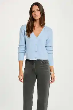 Wehkamp Morgan vest rib gebreid lichtblauw aanbieding